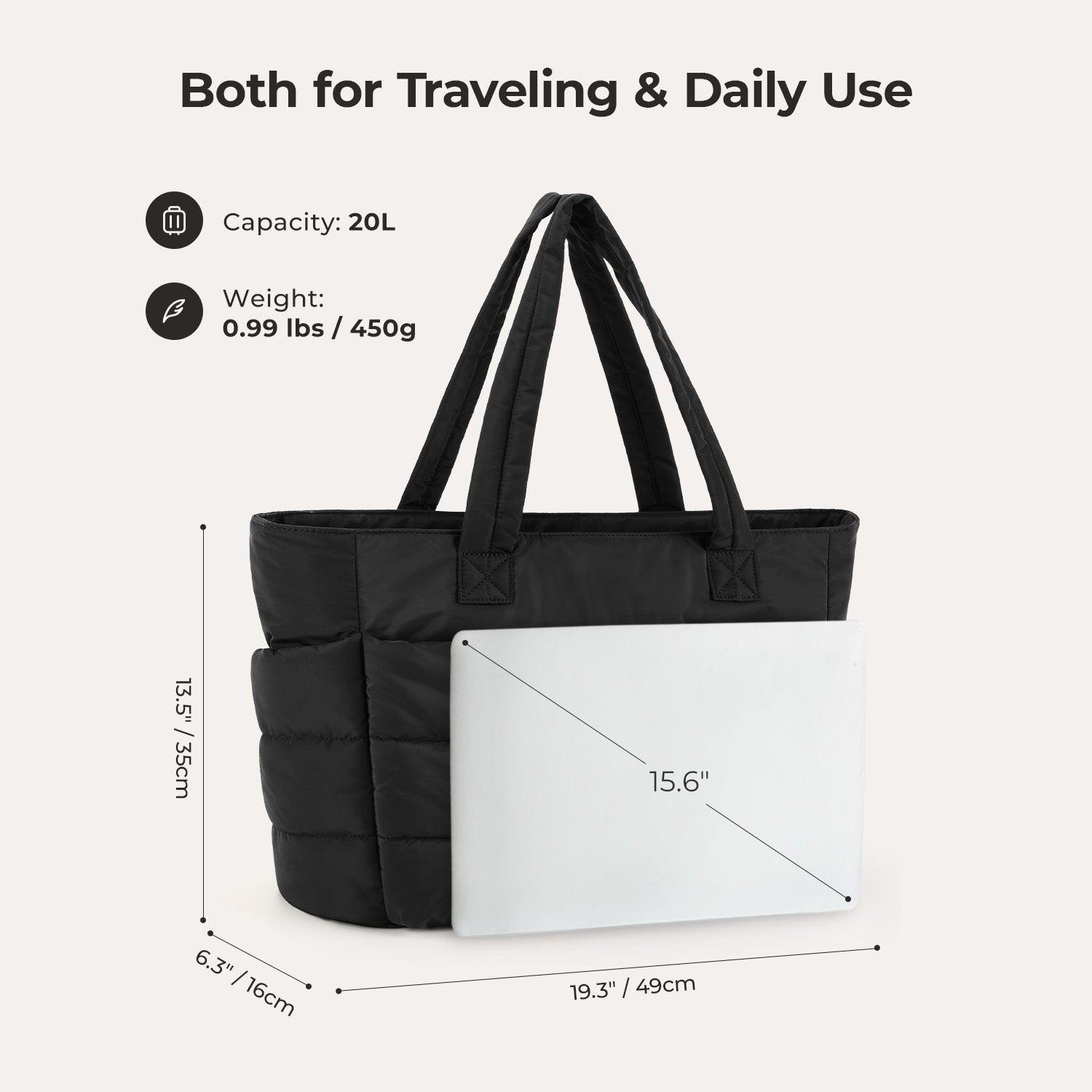 20L Puffy Tote Bag with 15.6" Laptop Compartment